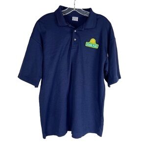 Sesame Place Navy Blue Polo Shirt Size Large